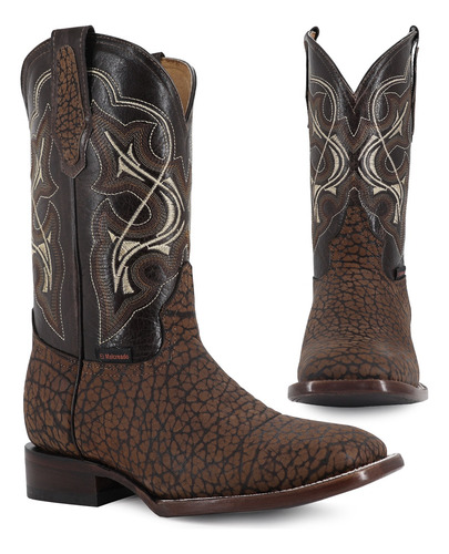 Bota Vaquera Para Hombre Cuello De Toro Genuino El Malcreado Miel Piel Exotica 25,5 Mx