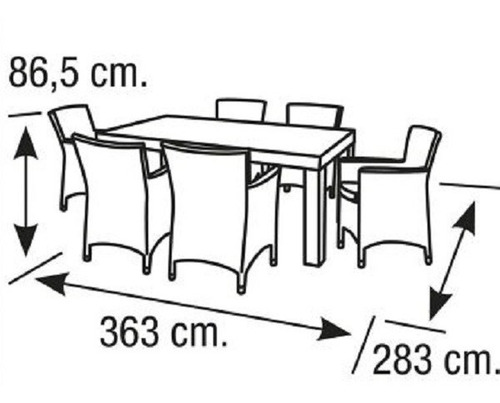 Juego De Comedor 6 Puestos Rattan Terraza Exterior Jardin