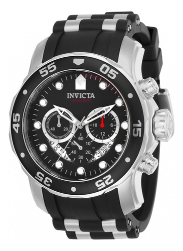 Relógio de pulso Invicta 21927 com corria de aço inoxidável/silicone cor aço/preto - fondo preto - bisel preto/aço