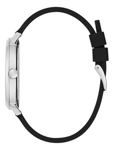 Reloj Guess Idol Para Caballero Correa Negro Bisel Plateado Fondo Azul