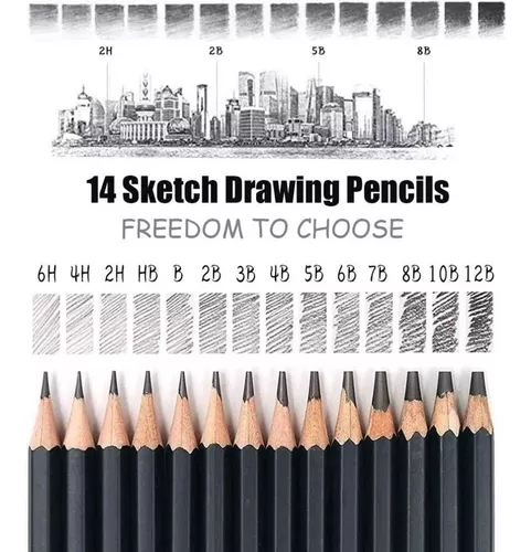 Qionew Juego de lápices de dibujo profesional paquete de 12 lápices de  dibujo artístico lápices de grafito 14B - 4H ideal para dibujar lápices de