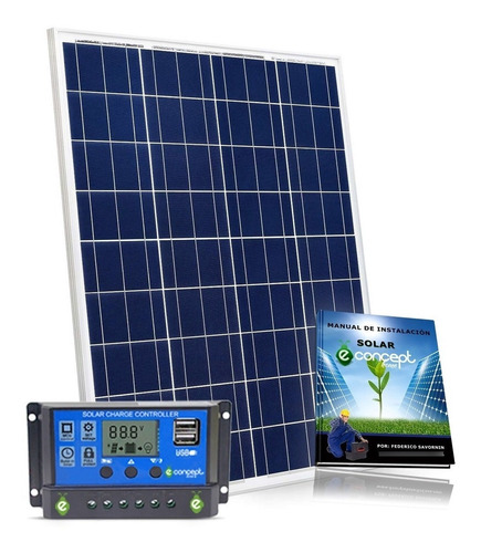 Panel Solar 50watts + Regulador 10 A Listo Para Carga - Kit