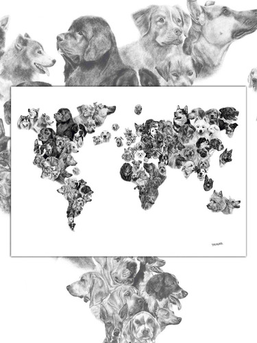 Mapa De Perros Del Mundo - Lámina