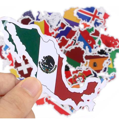 50 Pegatinas Calcomanías Stickers Calcas Bandera Mundo País