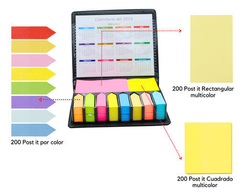 Estuche De Notas Adhesivas It De Colores Oficina 2 Pzas