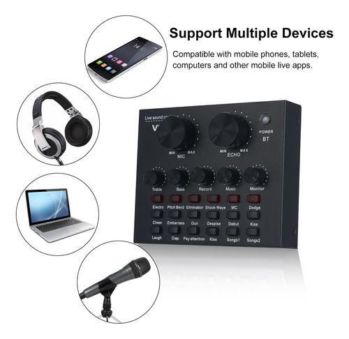 Tarjeta De Sonido Externa V8, Micrófono Usb Para Teléfono Mó