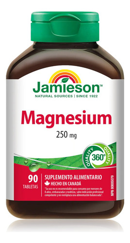 Magnesio Ultra Fuerte Jamieson 250mg 90 Tabletas Sabor Sin Sabor