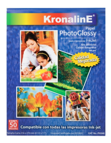 Papel Photoglossy Inkjet 50 Hojas Carta Kronaline Ph346 Foto