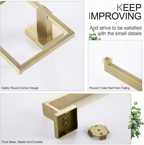 Toallero Dorado De 4 Piezas, Accesorios De Baño, Soporte Par