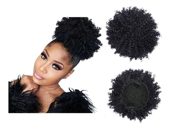 Aplique Coque De Cabelo Orgânico Cacheado Afro Puff | Parcelamento sem juros