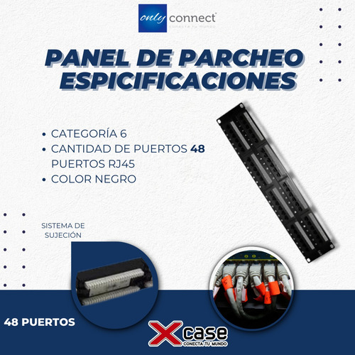 Panel De Parcheo Xcase Utp Cat 6 Con 48 Puertos