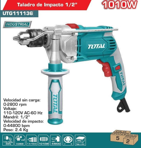 Imagen 2 de 2 de Taladro De Impacto 1/2 1010w 0-2800rpm Total Tools
