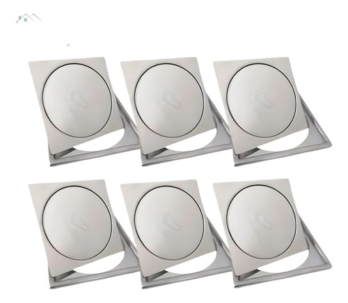 Kit 6 Ralos Click Up 10x10 Aço Inox Com Porta Grelhas