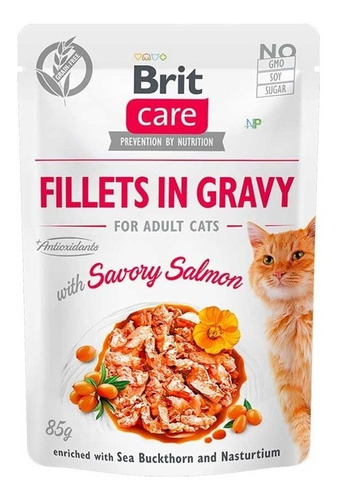 Alimento Gato Brit Care Fillets In Gravy Pouch Salmón 85g Rv