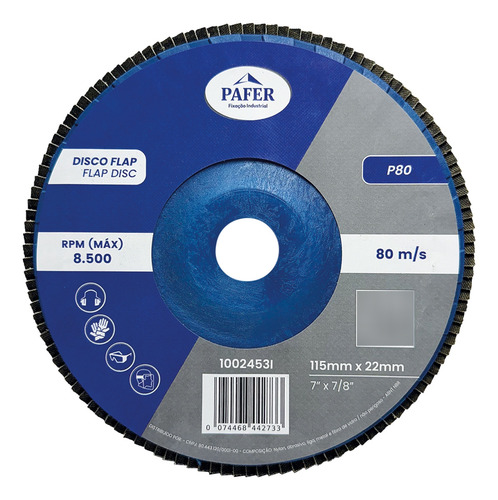 Disco Flap Nylon 115 X 22 Mm Pafer Grão 80