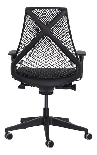 Imagem 4 de 5 de Cadeira Ergonômica Escritório Grid Diretor Preta Giratória
