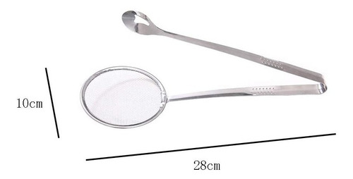 Colador Con Pinza Para Freir En Acero Inoxidable