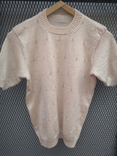 Sweater Calado,color Beige, Talle L, Retro Vintage 