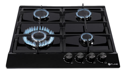 Parrilla A Gas Empotrable 4 Quemadores Acero | Riga4 | Fline Color Negro