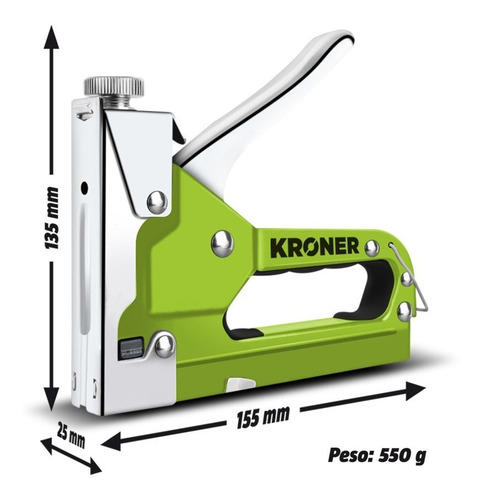 Engrapadora Metálica Kroner De 4-14mm Clavadora 3 En 1 Prof