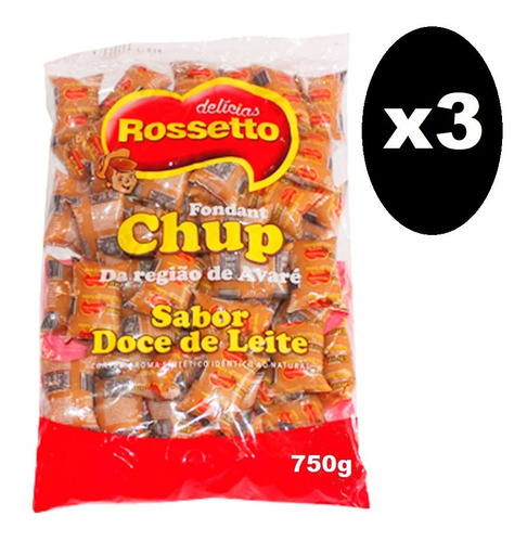 3 Pacotes Fondant Chup Doce De Leite  Rossetto 750g