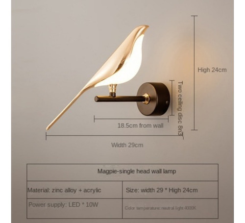 Wz Lámpara De Pared Con Forma De Pájaro Montada En La Pared