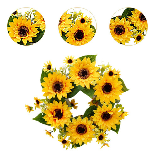 Corona Decorativa De Girasoles De Imitación Longitud 43cm