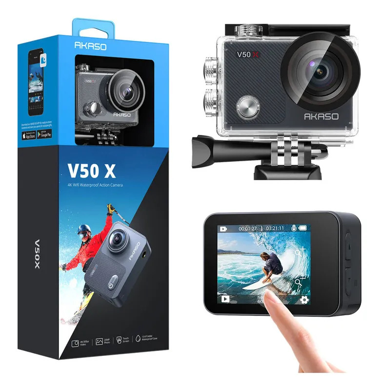 Câmera Ação Akaso V50x 4k Native Com Tela Touch Preto
