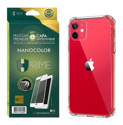 Imagem 1 de 4 de Kit Película Hprime Nanocolor + Capinha iPhone 11 6.1 Top