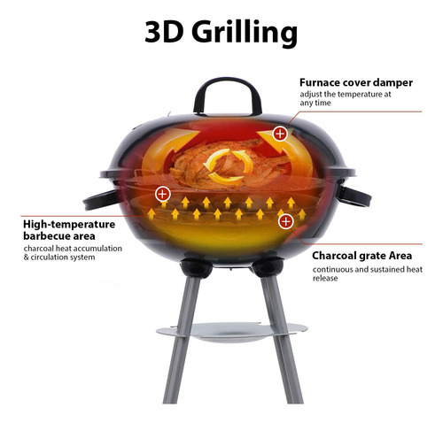 Barbacoa Portátil De 45 Cm Con Cubierta Resistente Al Agua P