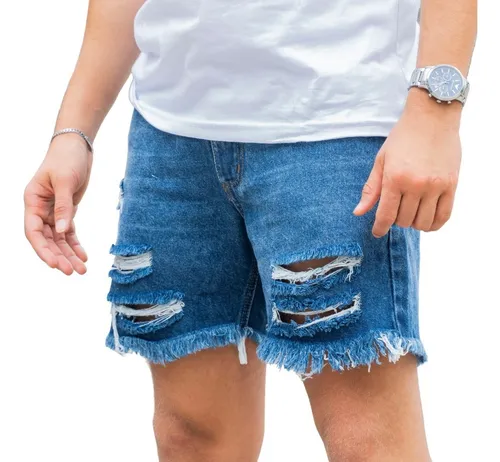 Bermudas de jean rotas hot sale