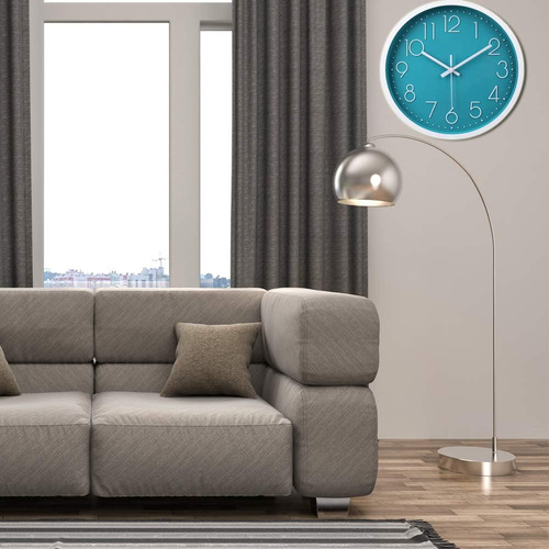 Relógio De Parede Jomparis, Abs, Diâmetro 30 Cm, Turquesa