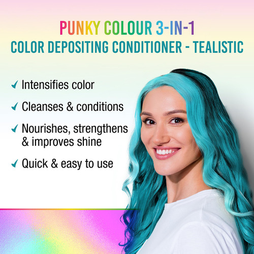 Limpiador y acondicionador para el cabello 3 en 1 Teal Punky Colour