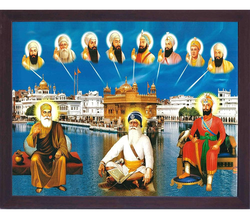 Santo Baba Deep Singh Con Otros Diez Gurús Sijs Fuera Del Te