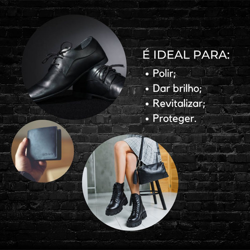 Kit Engraxar Couro 1 Nugget Preto Escovas Flanela Necessaire