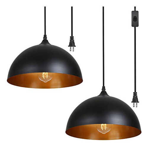 Plug In Pendant Light, Metal Dome Hanging Pendant Light...