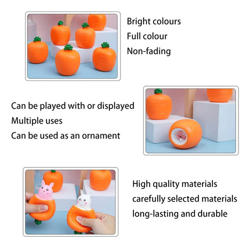 3 Peças Easter Pop Up Carrot Bunny Stress Sensory Toy Fidget