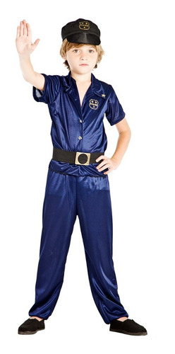 Disfraz De Policia Para Niño Con Gorro Cinturon Insignia