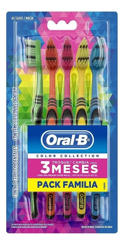 Cepillo Dental Oral B Color Pack Familia 5 Unidades