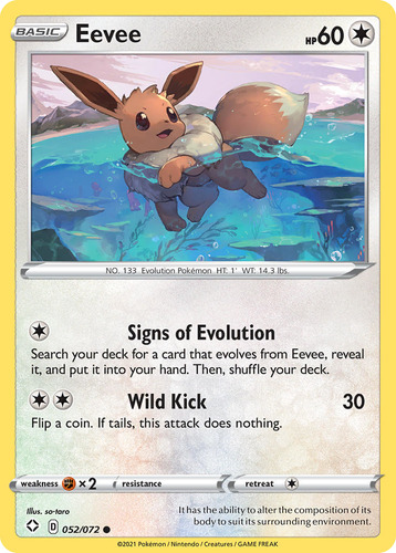 Eevee 52/72 Carta Pokemon Shining Fates Sword & Shield