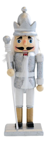 Natal Nutcracker Estatueta Ornamento Tradicional Prata