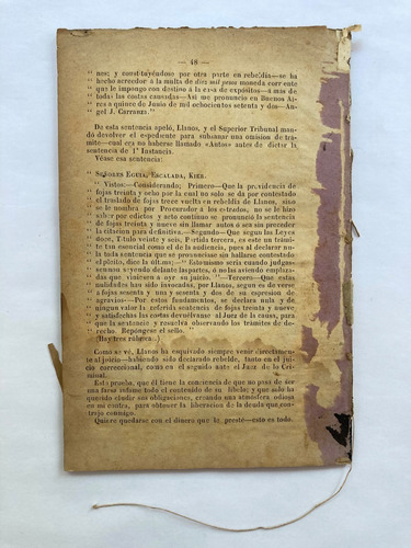 Alegato Daniel Molina En Juicio Por Raymundo Llanos. 1873