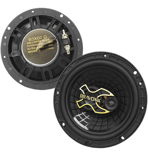Imagen 3 de 6 de Parlantes Para Auto 6 PuLG Bravox B3x60 Gold Line 100rms P