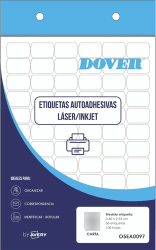 Etiquetas Imprimibles Blancas Carta Dover Pack X100