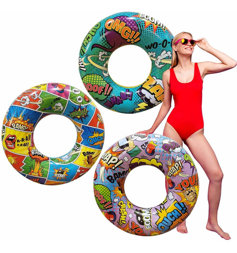 Inflable Para Piscina Pop-art Comics Juego De Es , Tubos Flb