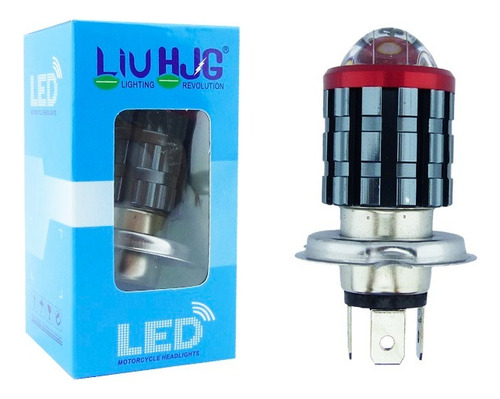Ampolleta H4 Led Para Moto Con Lupa Alta / Baja Dúo Color