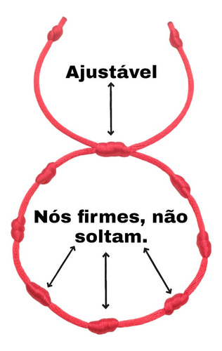 Kit 02 Pulseiras Fita Vermelha Sete Nós Red Proteção Sorte