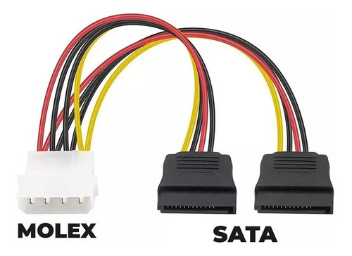 Kit - Cabo Adaptador Molex Y Sata Splitter Fonte + Cabo Sata