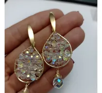 Comprar Aros Alambrismo Baño Oro Y Plata Piedras Colores Hecho A Man