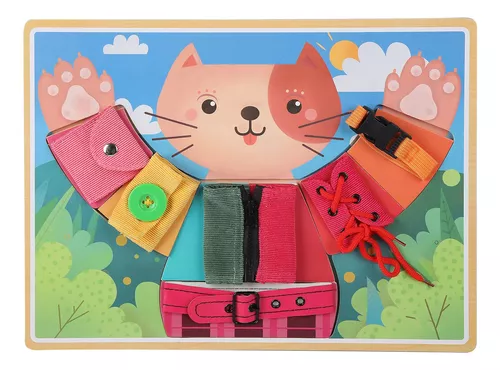 Jogo De Quebra-cabeça Infantil Dress Cat Basic Skills Board